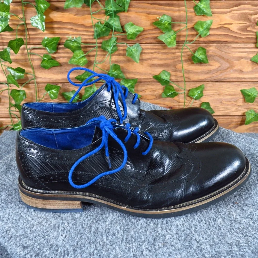 Steve Madden Kittch Men‎ Derby Oxford Shoe Size 9.5 Dress Casual Black Leather
